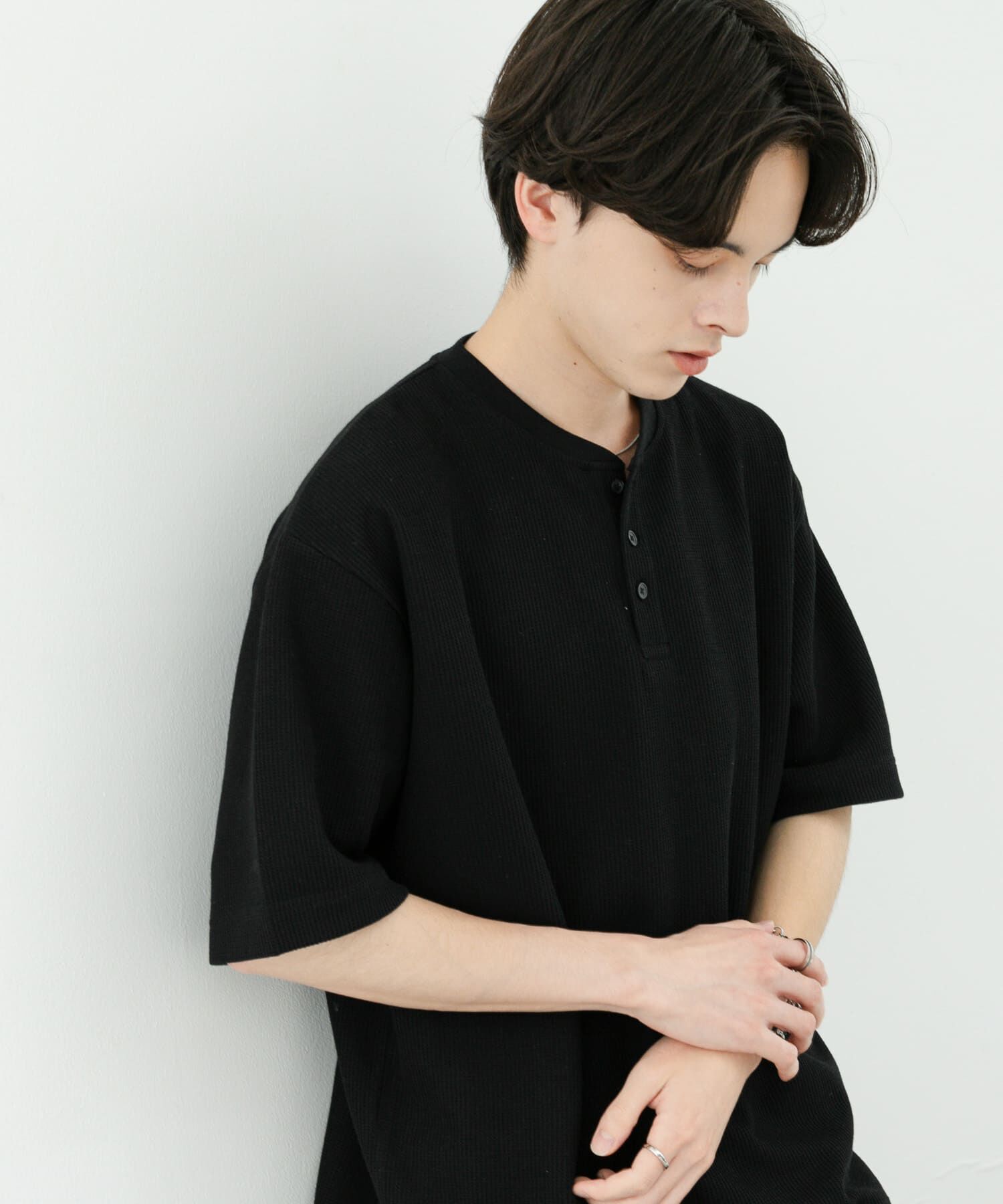 SENSE OF PLACE by URBAN RESEARCH「ヘンリーネックカノコプルオーバー」|Tシャツ・カットソー|ブラック