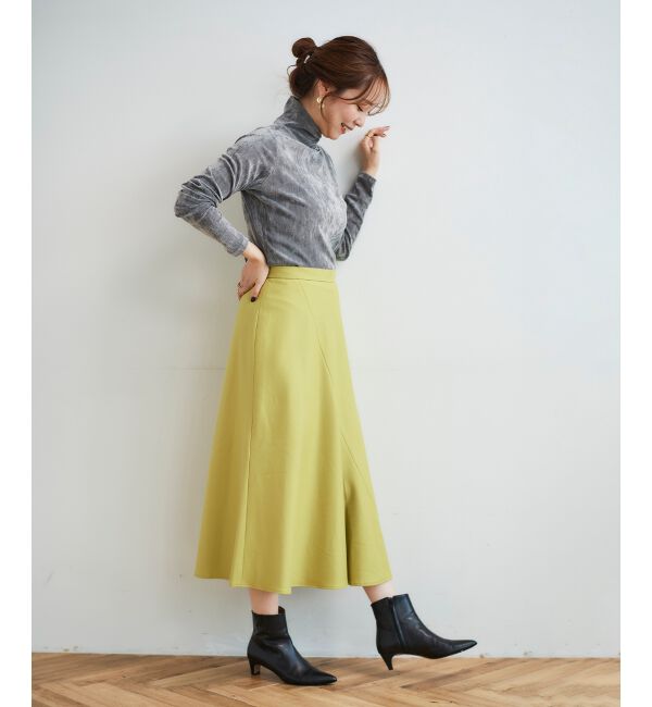 le.coeur blanc「《手洗い可能》カシミヤタッチフレアスカート」|フレア|