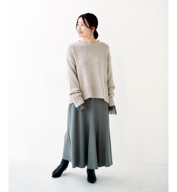 le.coeur blanc「《手洗い可能》カシミヤタッチフレアスカート」|フレア|
