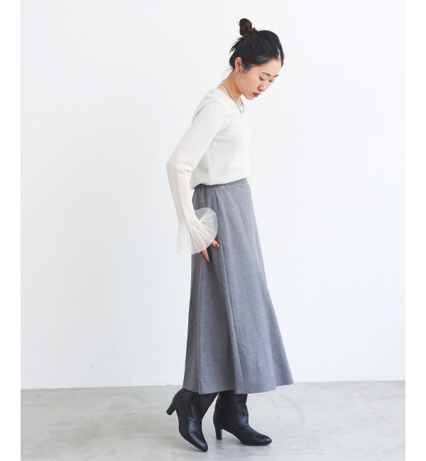 le.coeur blanc「《手洗い可能》カシミヤタッチフレアスカート」|フレア|