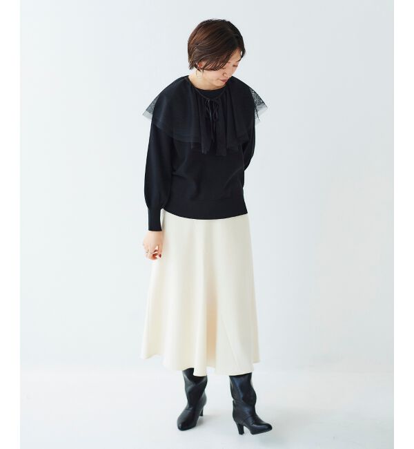 le.coeur blanc「《手洗い可能》カシミヤタッチフレアスカート」|フレア|