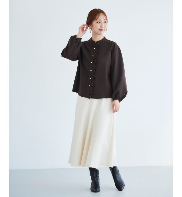 le.coeur blanc「《手洗い可能》カシミヤタッチフレアスカート」|フレア|