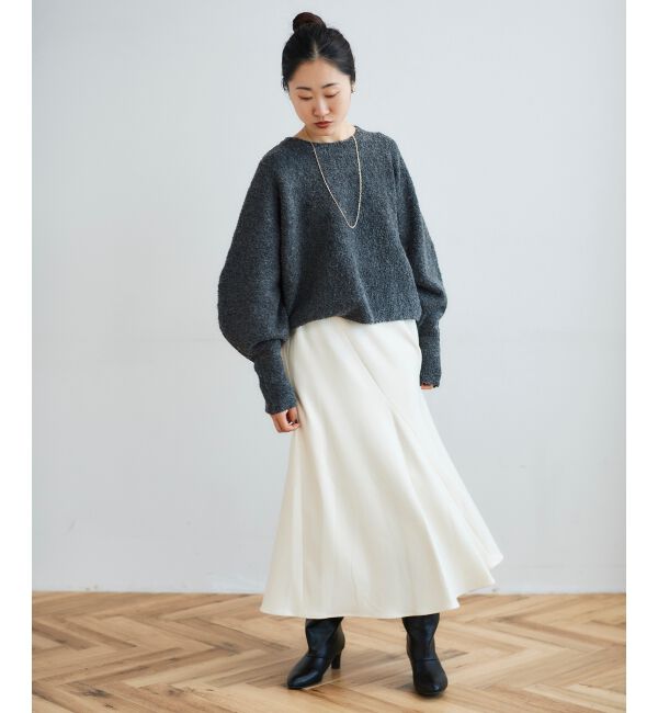 le.coeur blanc「《手洗い可能》カシミヤタッチフレアスカート」|フレア|