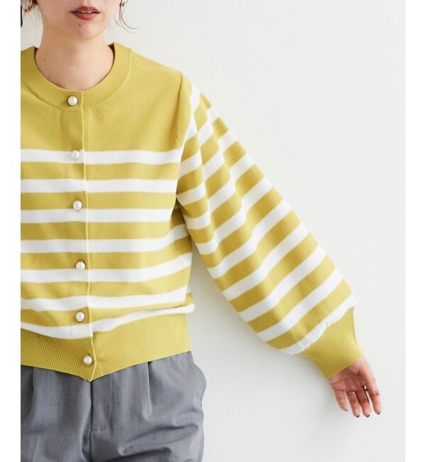 le.coeur blanc「《手洗い可能》パールボタンボリュームスリーブカーディガン」|カーディガン|