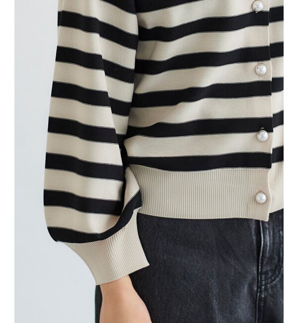 le.coeur blanc「《手洗い可能》パールボタンボリュームスリーブカーディガン」|カーディガン|