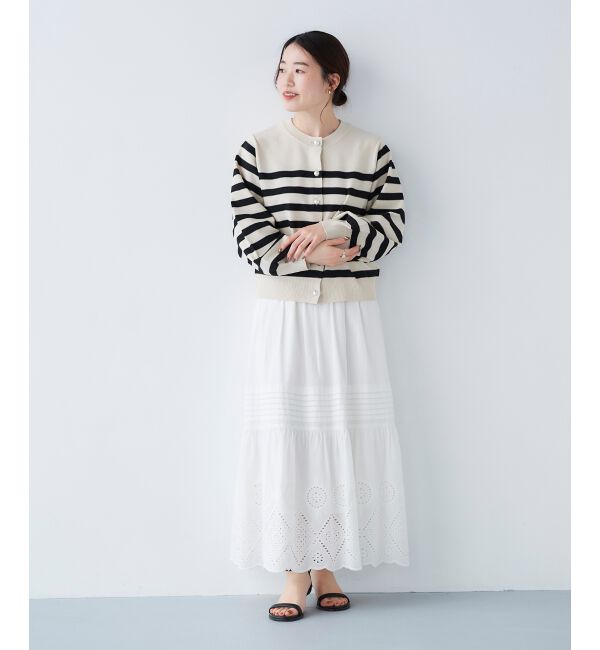 le.coeur blanc「《手洗い可能》パールボタンボリュームスリーブカーディガン」|カーディガン|