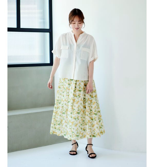 le.coeur blanc「《手洗い可能》フラワープリントギャザースカート」|スカート|