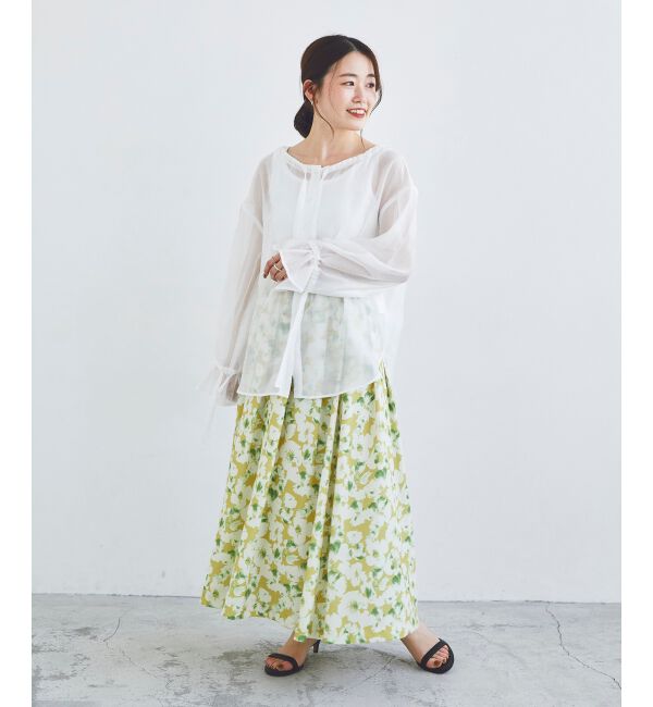 le.coeur blanc「《手洗い可能》フラワープリントギャザースカート」|スカート|