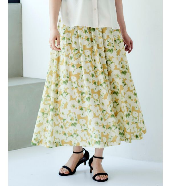 le.coeur blanc「《手洗い可能》フラワープリントギャザースカート」|スカート|