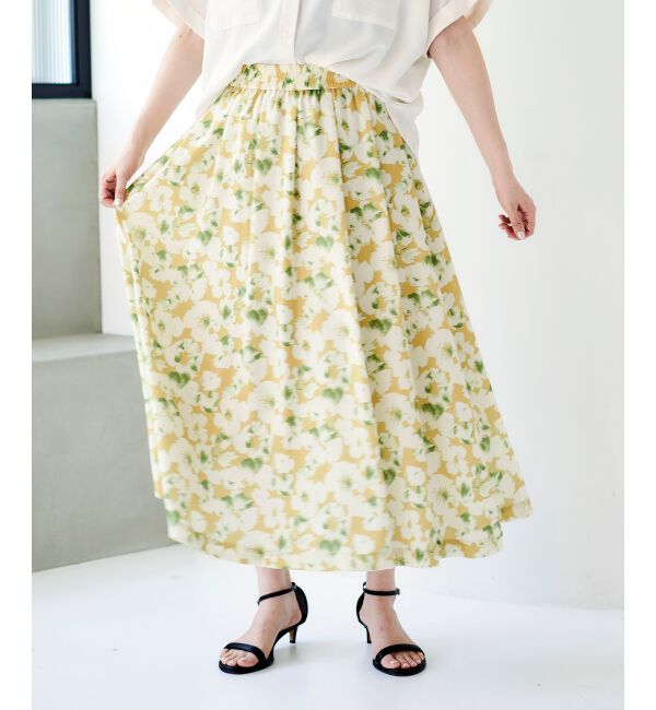 le.coeur blanc「《手洗い可能》フラワープリントギャザースカート」|スカート|