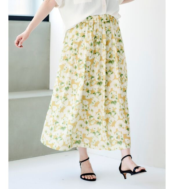 le.coeur blanc「《手洗い可能》フラワープリントギャザースカート」|スカート|