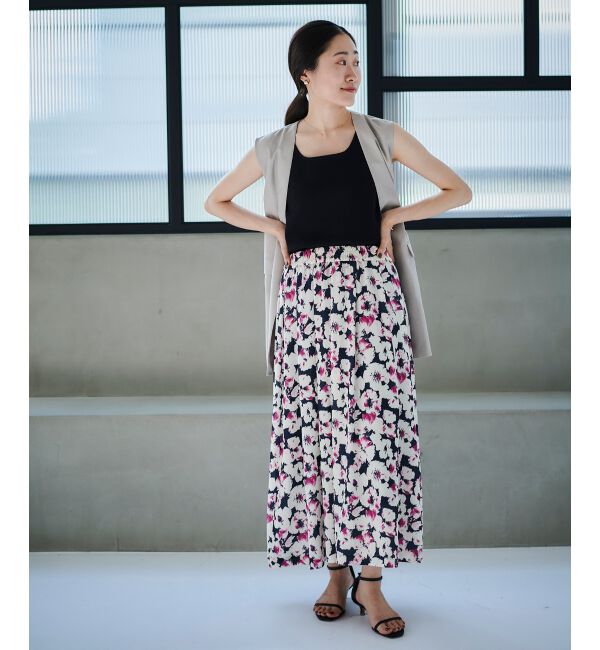 le.coeur blanc「《手洗い可能》フラワープリントギャザースカート」|スカート|
