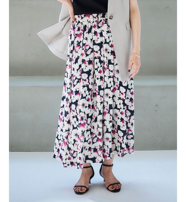 le.coeur blanc「《手洗い可能》フラワープリントギャザースカート」|スカート|