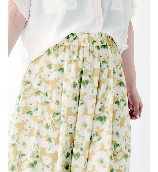 le.coeur blanc「《手洗い可能》フラワープリントギャザースカート」|スカート|