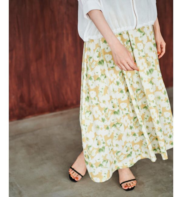 le.coeur blanc「《手洗い可能》フラワープリントギャザースカート」|スカート|