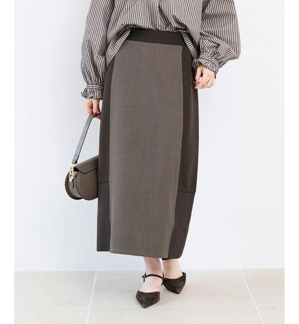  「ボンディングバイヤス切替スカート」|スカート|ブラウン