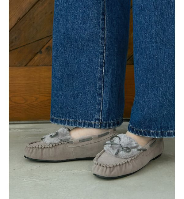  「《WEB限定アイテム》ファーデザインモカシンシューズ」|モカシン|