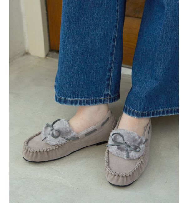  「《WEB限定アイテム》ファーデザインモカシンシューズ」|モカシン|