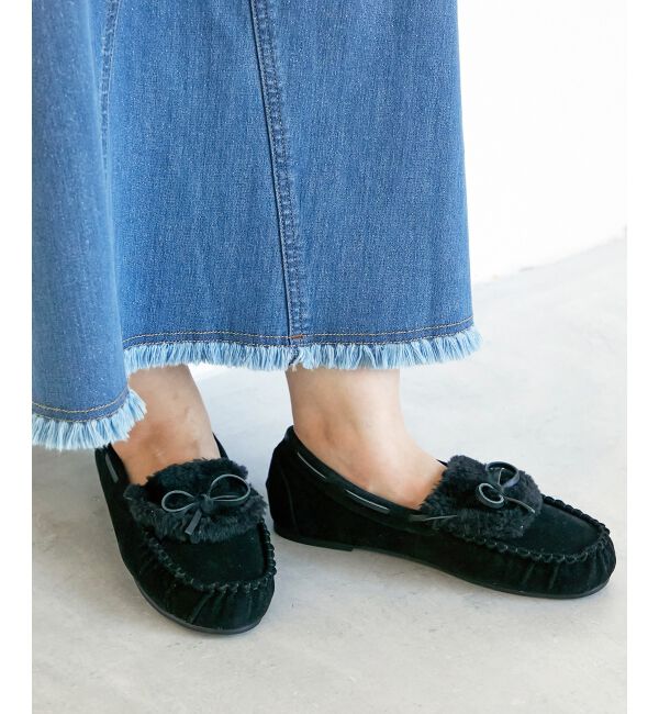  「《WEB限定アイテム》ファーデザインモカシンシューズ」|モカシン|