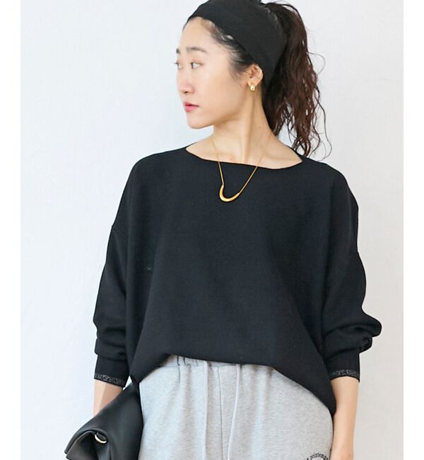  「《手洗い可能》ミラノリブラメ入り裾ラウンドニット」|ニット・セーター|