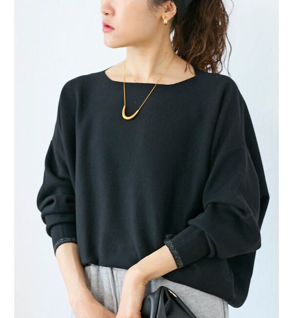  「《手洗い可能》ミラノリブラメ入り裾ラウンドニット」|ニット・セーター|