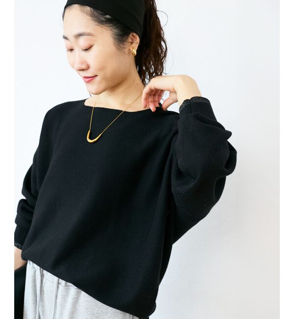  「《手洗い可能》ミラノリブラメ入り裾ラウンドニット」|ニット・セーター|