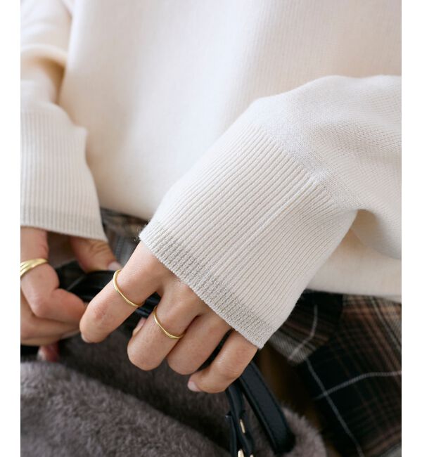  「《手洗い可能》ミラノリブラメ入り裾ラウンドニット」|ニット・セーター|