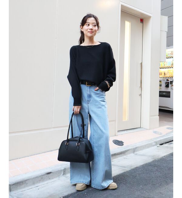  「《手洗い可能》ミラノリブラメ入り裾ラウンドニット」|ニット・セーター|