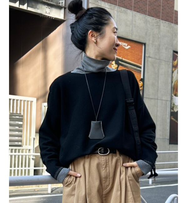  「《手洗い可能》ミラノリブラメ入り裾ラウンドニット」|ニット・セーター|