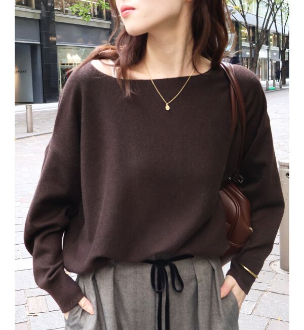  「《手洗い可能》ミラノリブラメ入り裾ラウンドニット」|ニット・セーター|