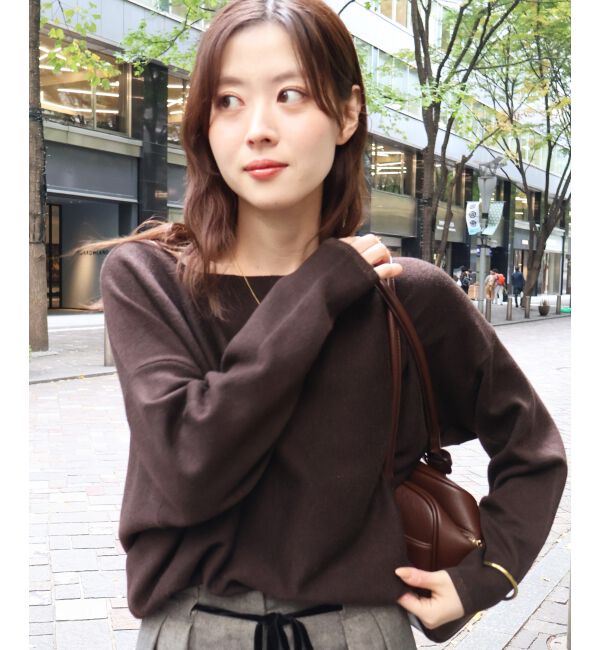  「《手洗い可能》ミラノリブラメ入り裾ラウンドニット」|ニット・セーター|