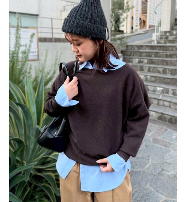  「《手洗い可能》ミラノリブラメ入り裾ラウンドニット」|ニット・セーター|