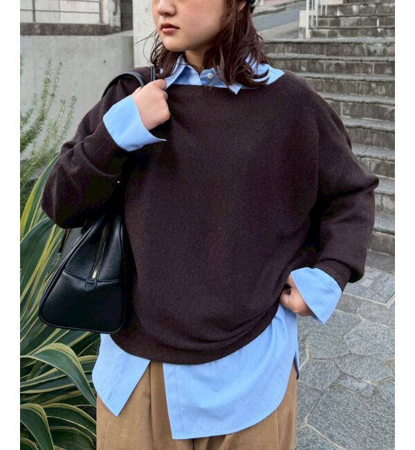  「《手洗い可能》ミラノリブラメ入り裾ラウンドニット」|ニット・セーター|