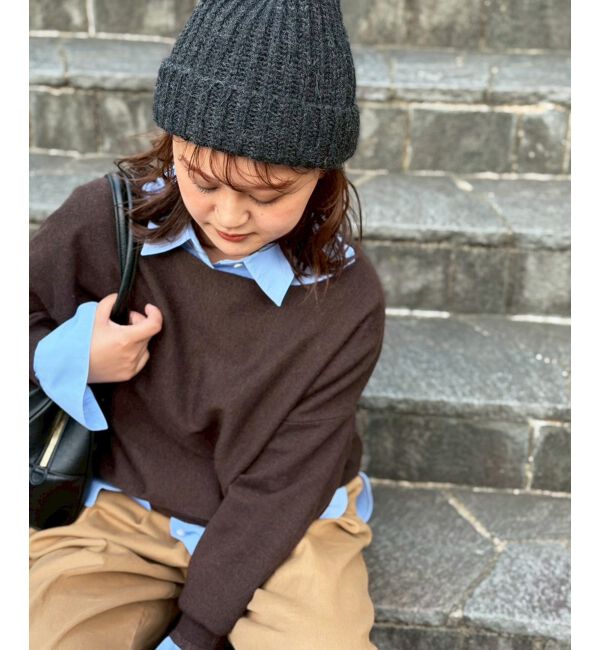  「《手洗い可能》ミラノリブラメ入り裾ラウンドニット」|ニット・セーター|