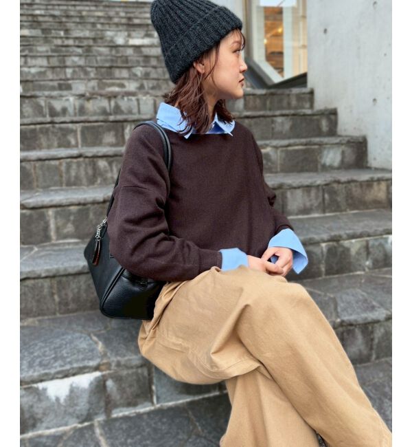  「《手洗い可能》ミラノリブラメ入り裾ラウンドニット」|ニット・セーター|