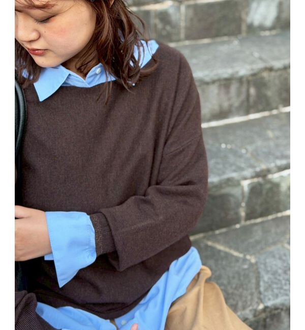  「《手洗い可能》ミラノリブラメ入り裾ラウンドニット」|ニット・セーター|