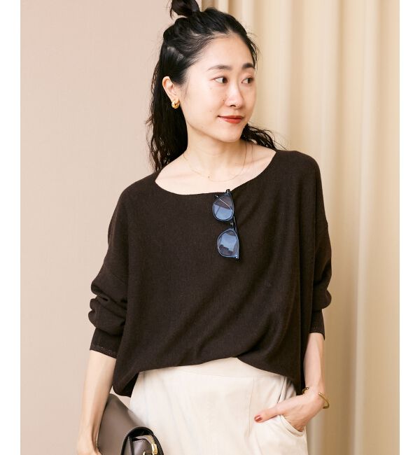  「《手洗い可能》ミラノリブラメ入り裾ラウンドニット」|ニット・セーター|