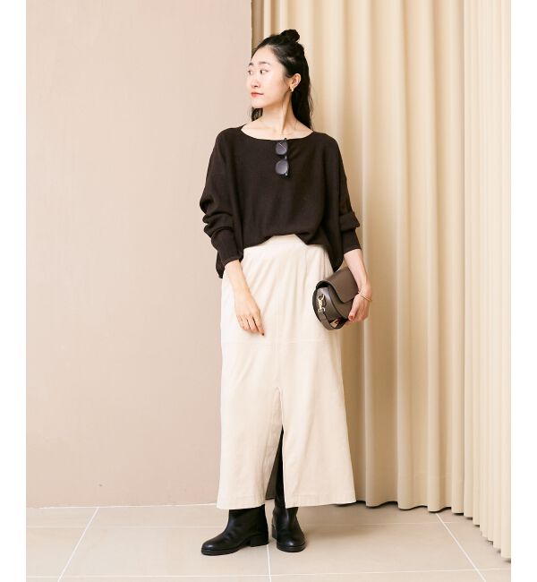  「《手洗い可能》ミラノリブラメ入り裾ラウンドニット」|ニット・セーター|