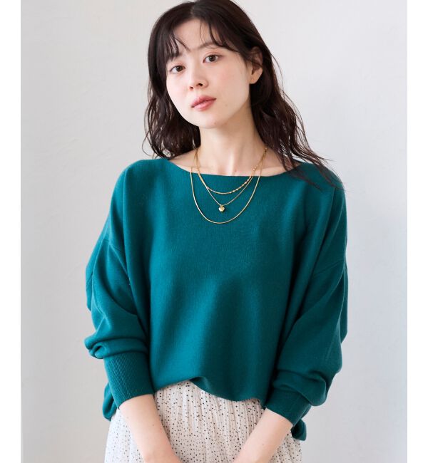  「《手洗い可能》ミラノリブラメ入り裾ラウンドニット」|ニット・セーター|