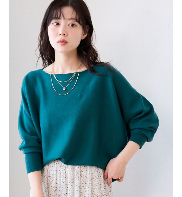  「《手洗い可能》ミラノリブラメ入り裾ラウンドニット」|ニット・セーター|