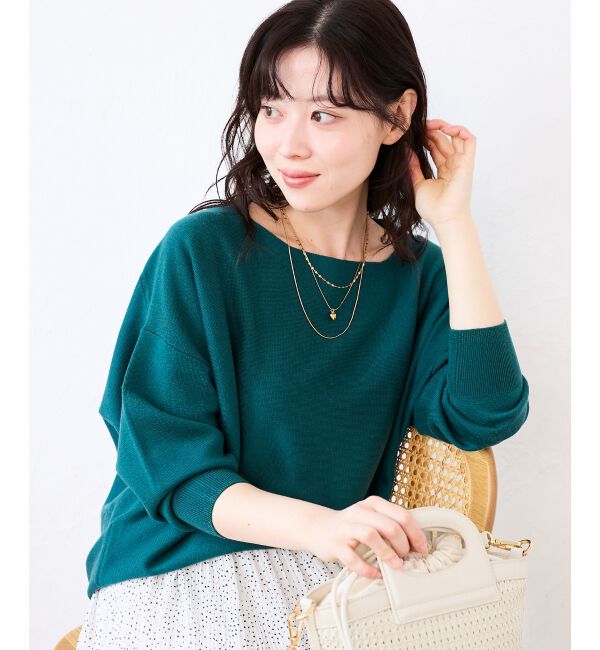  「《手洗い可能》ミラノリブラメ入り裾ラウンドニット」|ニット・セーター|