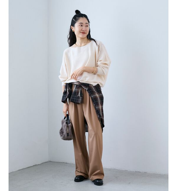  「《手洗い可能》ミラノリブラメ入り裾ラウンドニット」|ニット・セーター|