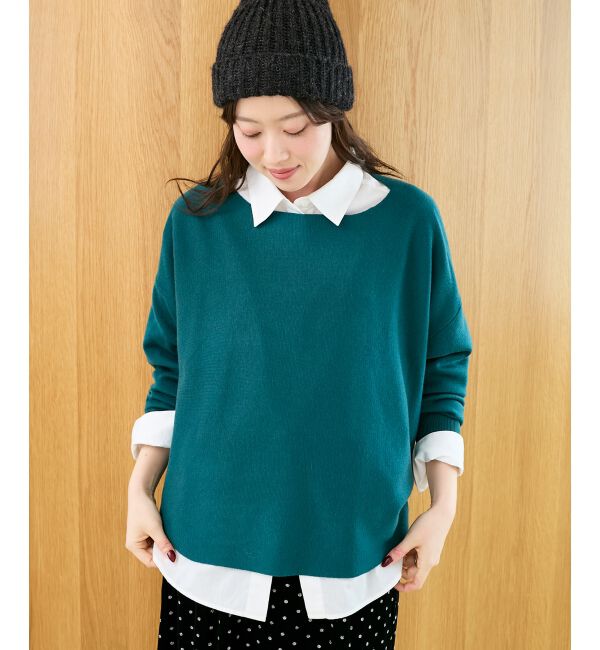  「《手洗い可能》ミラノリブラメ入り裾ラウンドニット」|ニット・セーター|