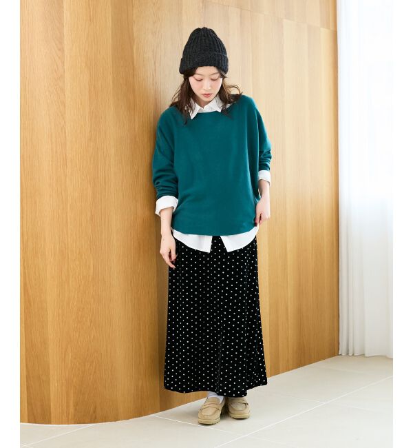  「《手洗い可能》ミラノリブラメ入り裾ラウンドニット」|ニット・セーター|