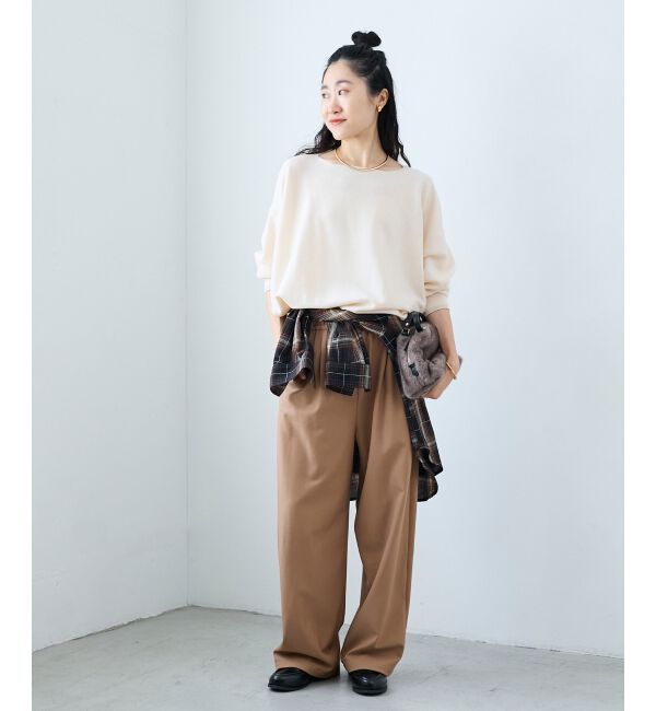  「《手洗い可能》ミラノリブラメ入り裾ラウンドニット」|ニット・セーター|