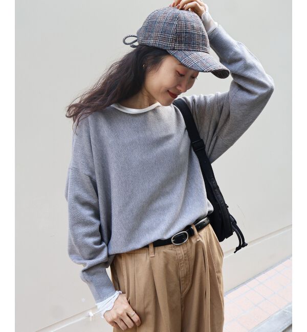  「《手洗い可能》ミラノリブラメ入り裾ラウンドニット」|ニット・セーター|