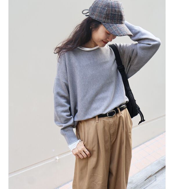  「《手洗い可能》ミラノリブラメ入り裾ラウンドニット」|ニット・セーター|