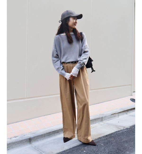  「《手洗い可能》ミラノリブラメ入り裾ラウンドニット」|ニット・セーター|