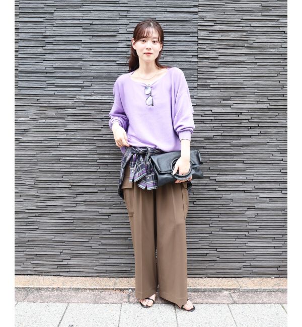  「《手洗い可能》ミラノリブラメ入り裾ラウンドニット」|ニット・セーター|