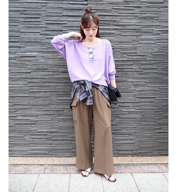  「《手洗い可能》ミラノリブラメ入り裾ラウンドニット」|ニット・セーター|